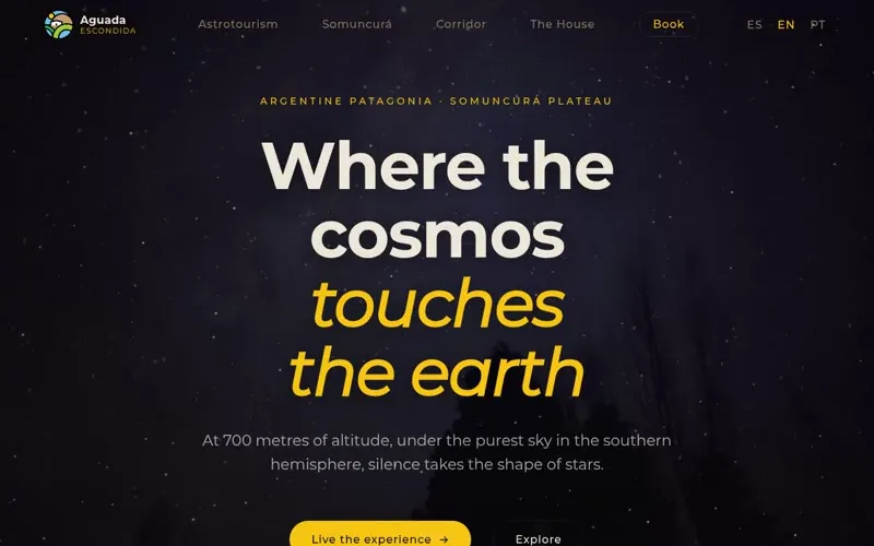 Encabezado del proyecto Aguada Escondida — Plataforma Web de Astroturismo & Reservas
