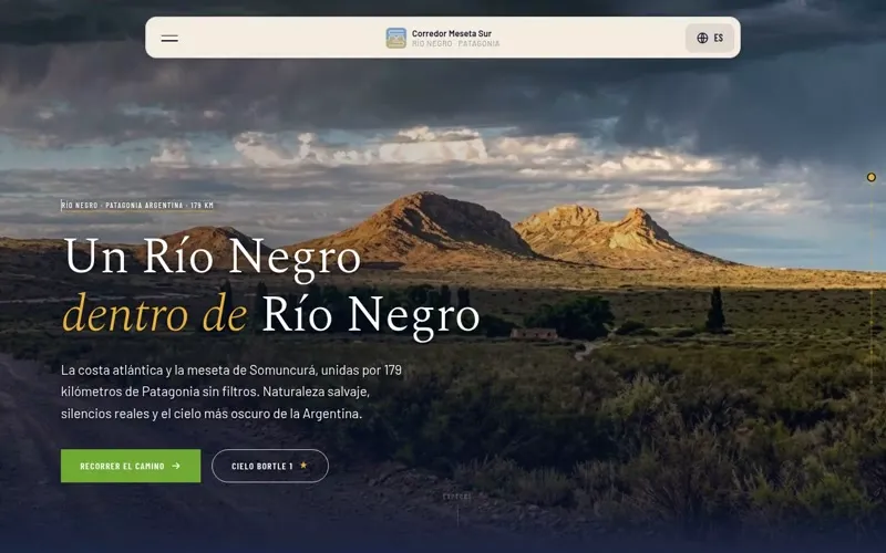 Encabezado del proyecto Corredor Meseta Sur — Portal de Enrutamiento & Turismo Regional