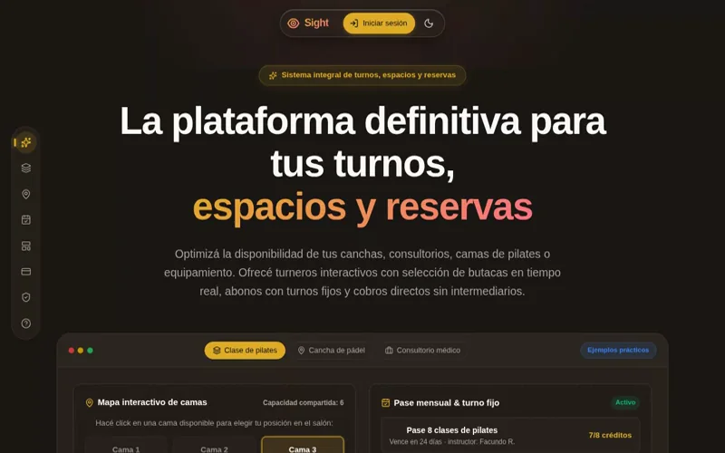 Encabezado del proyecto Sight — Plataforma Integral de Turnos, Espacios y Cobros Directos
